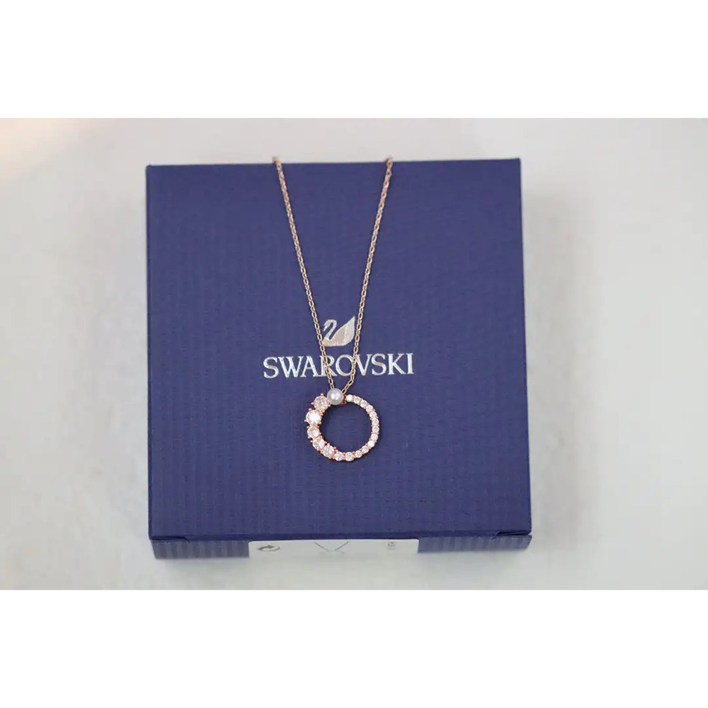 Swarovski Rose gold crystal pearl clavicle necklace